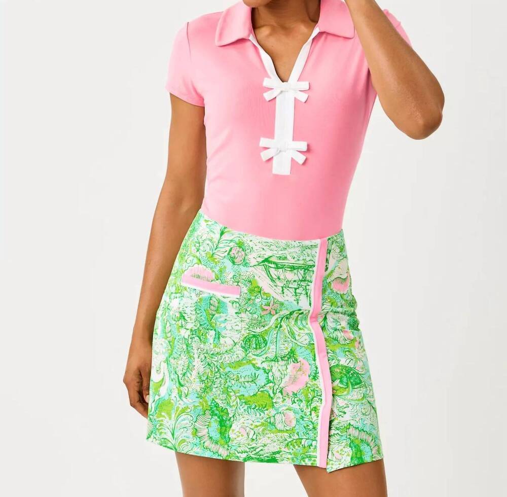 NEW LILLY PULITZER upf 50+ luxletic frida bow polo in conch shell pink - Picture 3 of 5